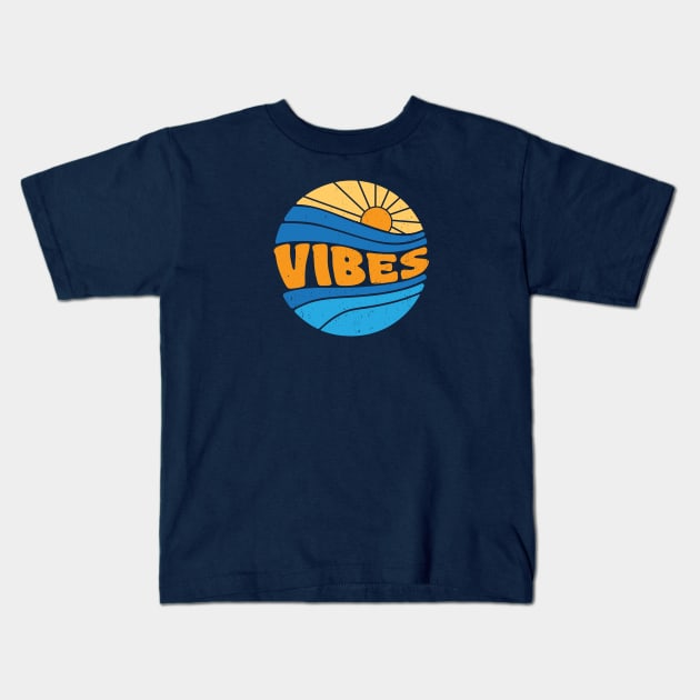 Sunset Surf Vibes Kids T-Shirt by roboticaldad